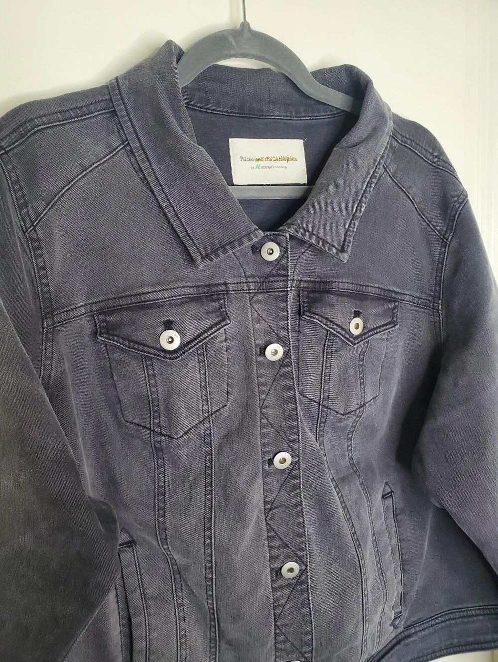Anthropologie Pilcro And The Letterpress Black Classic Button Front Denim Jacket - Picture 5 of 9